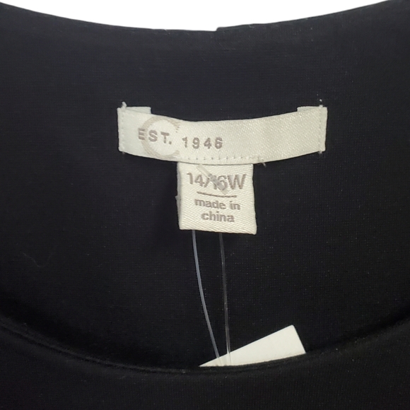 NWOT Cato Women's Midi Dress 1/2 Sleeves Black Modest  Size 14/16W - Picture 2 of 8